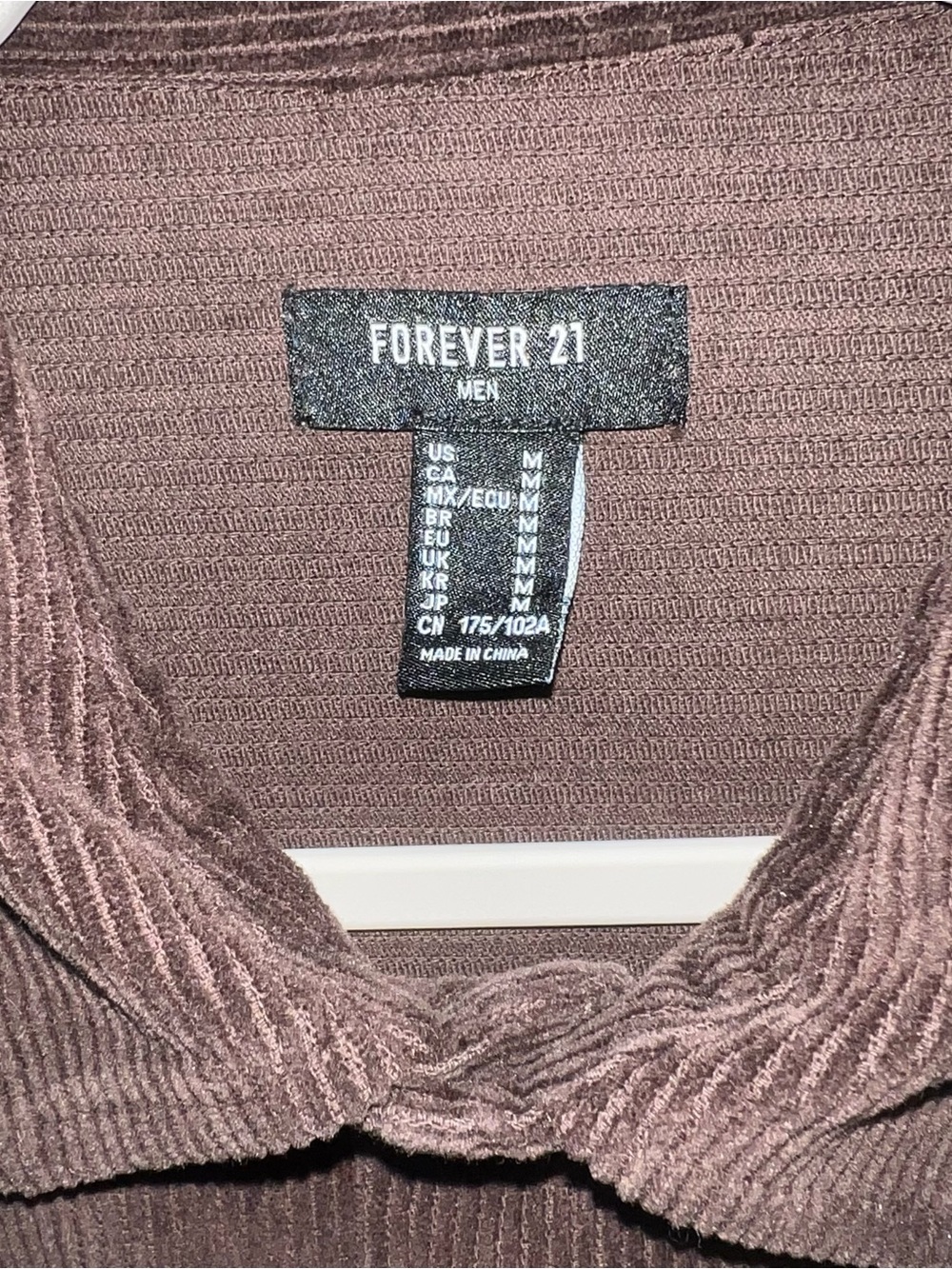Forever 21 Men Corduroy shirt in Mauve Brown